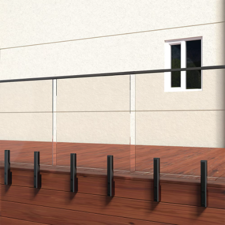 Peak MountainView Glass Deck Railing Fascia Spigot in Matte Black Stainless Steel (New)