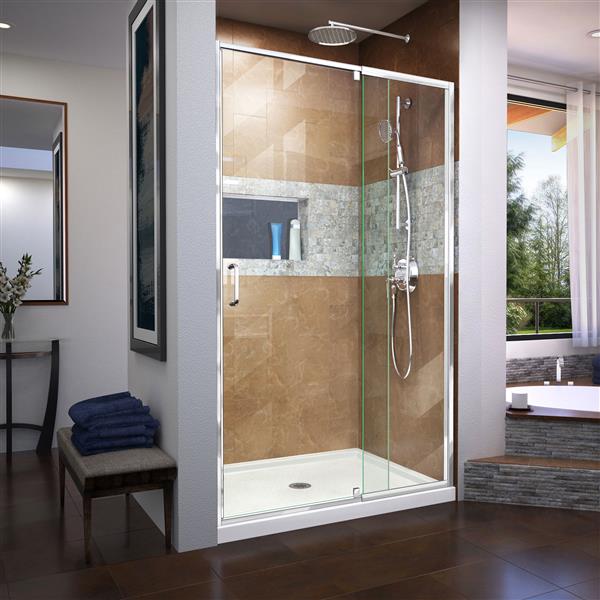 DreamLine Flex 42-in x 72-in Chrome Pivot Shower Door (New)