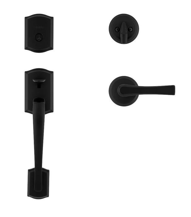 Weiser Prescott x Katella Matte Black Exterior Door Handle Set/Entry Door Lock with Key (New) (Missing Back Plate)
