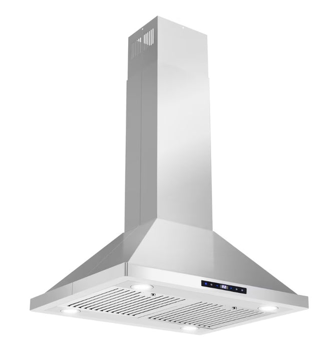 Cosmo 30 in. Lumin Collection Ductless Island Range Hood, Soft Touch Controls, Stainless Steel