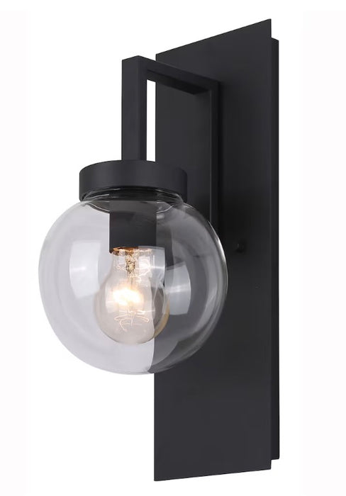 Canarm RYLAN 1-Light Black Outdoor Wall Sconce with Clear Glass Shade (New)