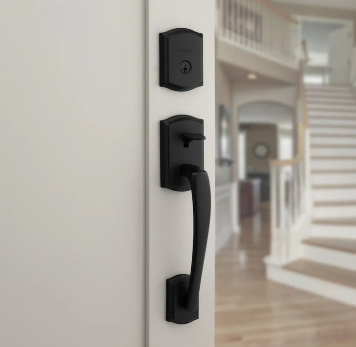 Weiser Prescott x Katella Matte Black Exterior Door Handle Set/Entry Door Lock with Key (New) (Missing Back Plate)