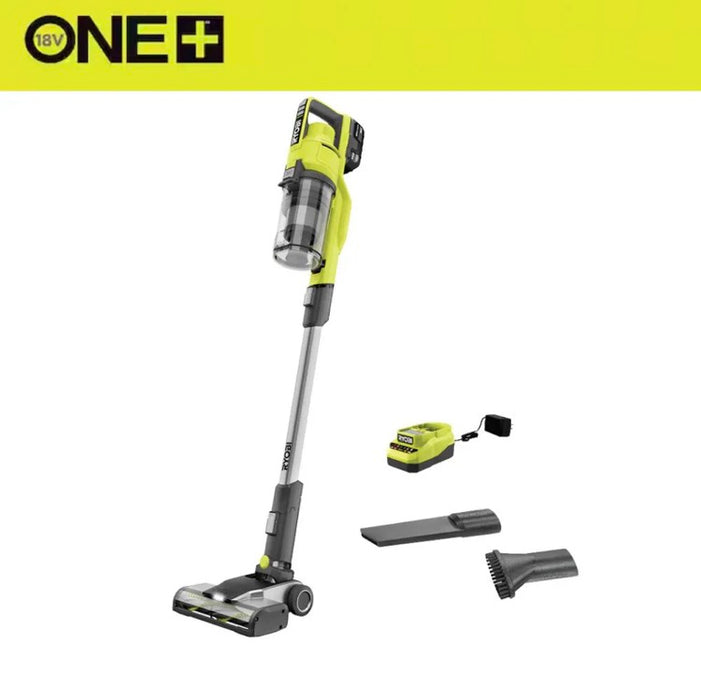 RYOBI 18V ONE+ Cordless Stick Vacuum Cleaner Kit with 4.0 Ah Battery and Charger