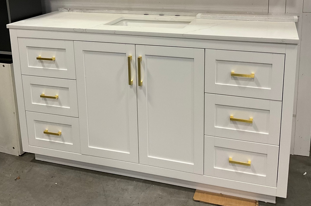 Wyndham Collection 60" White Single Vanity with Carrara Cultured Marble Top (New)