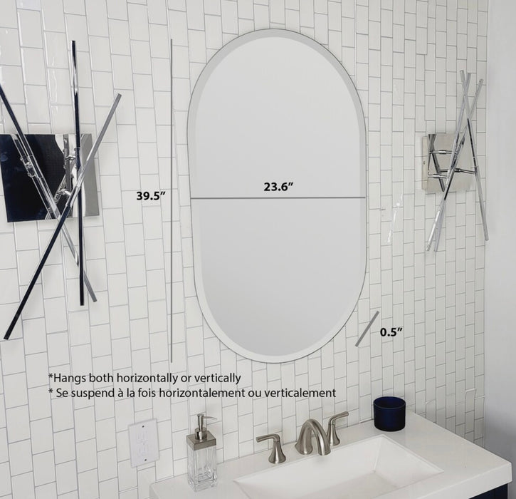 Decor Wonderland Khloe XL 40 in. x 24 in. Oval Beveled Modern Wall Mirror