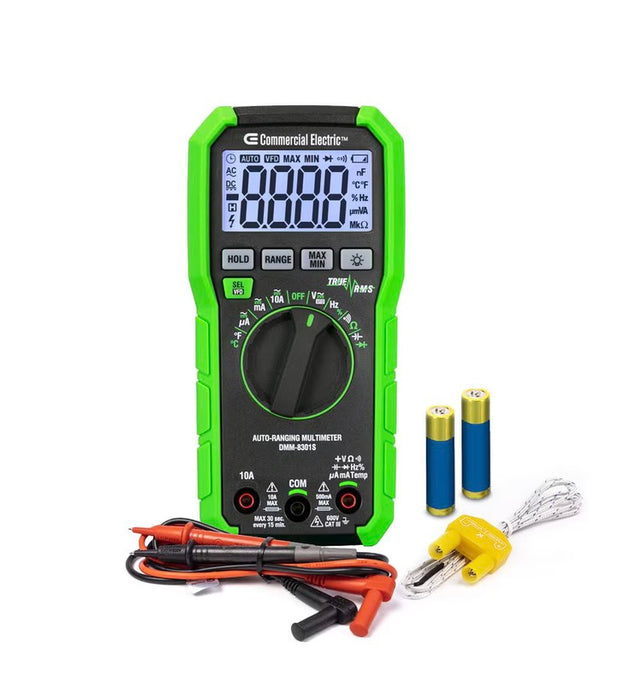 Commercial Electric 600-Volt True RMS Auto-Ranging Digital Multimeter with Temperature