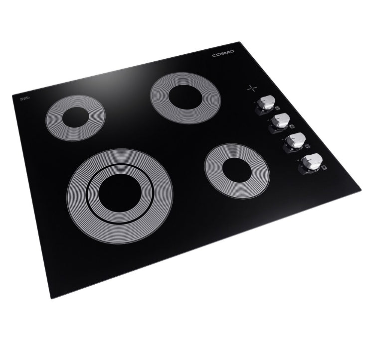 Cosmo 24 in. Electric Ceramic Glass Cooktop with 4 Elements and Control Knobs (New)