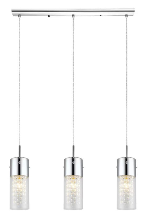 Eglo Diamond Pendant Light 3L, Chrome Finish