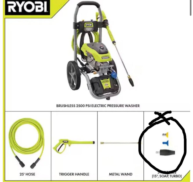 RYOBI 2500 PSI 1.1 GPM Cold Water Electric Pressure Washer (used)
