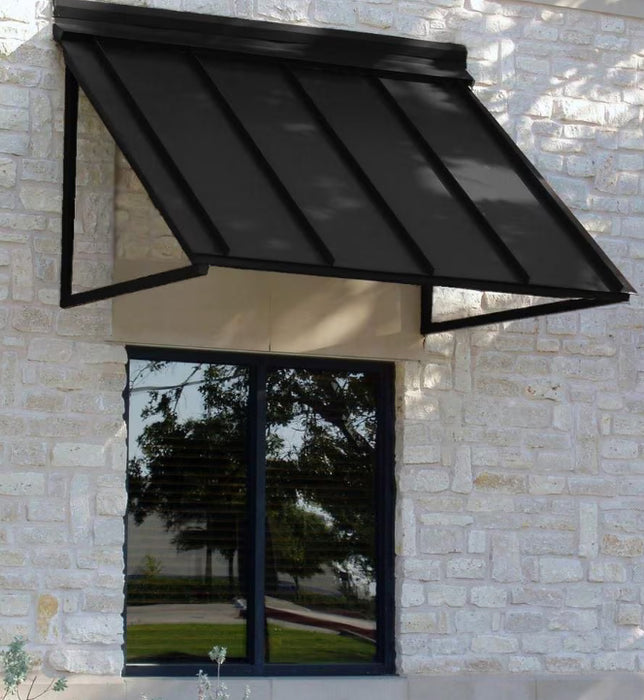 Awntech 3 ft. Houstonian Metal Standing Seam Awning (44 in W x 24 in. H x 24 in. D) Black (New)