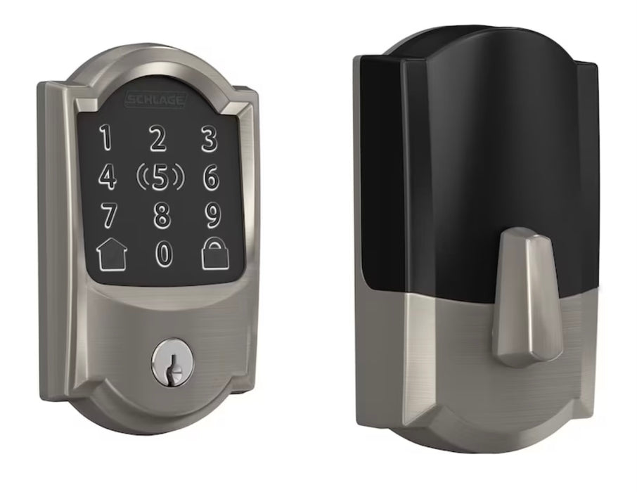Schlage Encode Plus Electronic Smart lock Wifi Deadbolt Camelot Satin Nickel with Apple Home Key * Missing reinforcement plate