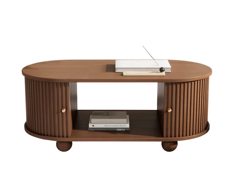 Ulva Oval coffee table with sliding doors (new)