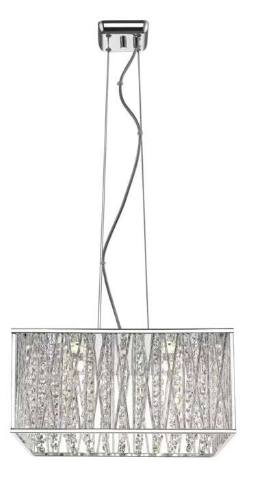 Saynsberry 22-Watt Chrome and Crystal Integrated LED Square Shape Pendant