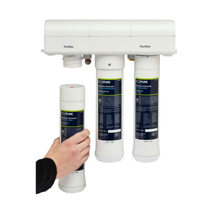 EcoPure Reverse Osmosis Undersink Chlorine, Lead, and Microbe Water Filtration System (New)