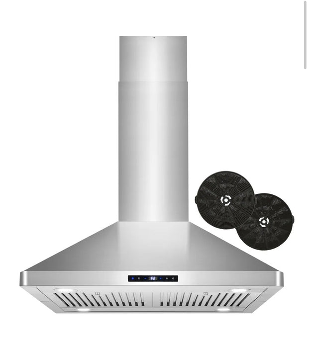 Cosmo 30 in. Lumin Collection Ductless Island Range Hood, Soft Touch Controls, Stainless Steel