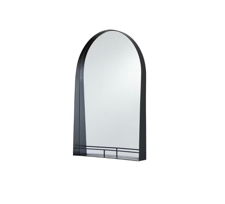 GlucksteinElements Perry 24-inch W x 36-inch H Metal Matte Black Frame Decorative Mirror with Shelf