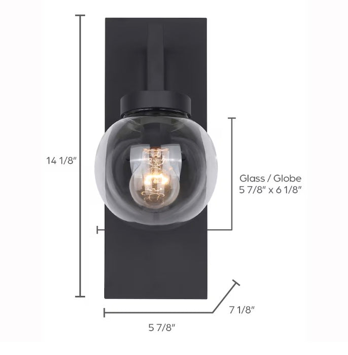 Canarm RYLAN 1-Light Black Outdoor Wall Sconce with Clear Glass Shade (New)