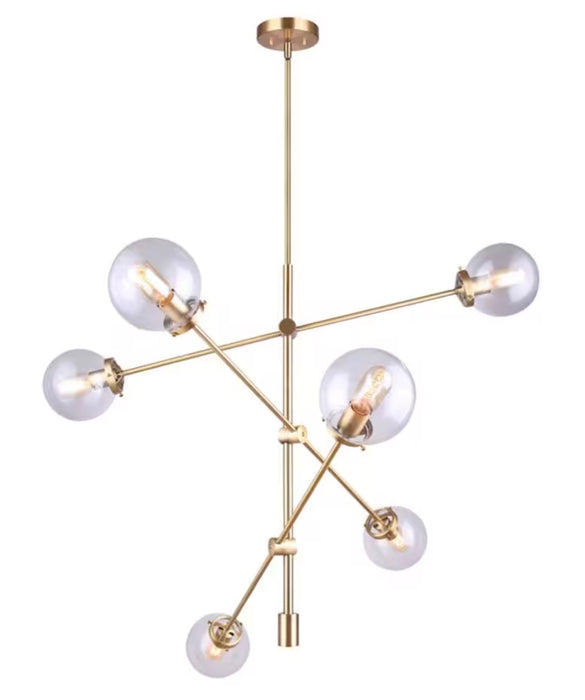 Canarm KYLO 6-Light Gold Chandelier with Clear Glass