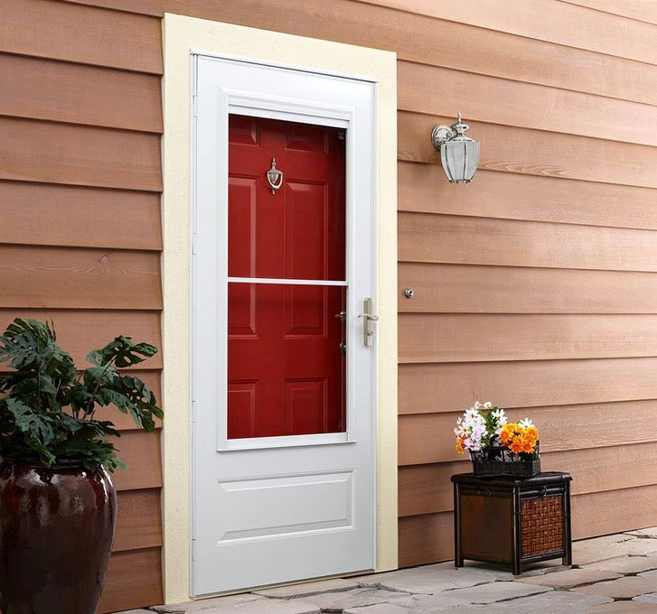 Andersen 400 Series 32-inch x 80-inch White Partial View Universal 3/4 Light Retractable Storm Door (Used)