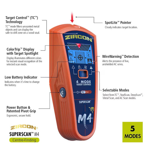 Zircon SuperScan M4 Advanced Stud Finder (NEW)