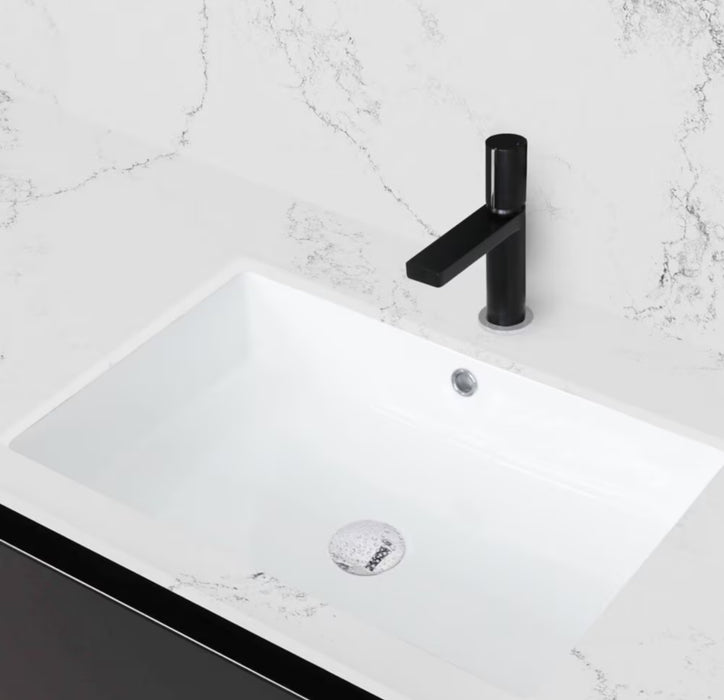 Stylish 24 inch Rectangular Undermount Ceramic Bathroom Sink with 2 Overflow Finishes (new)