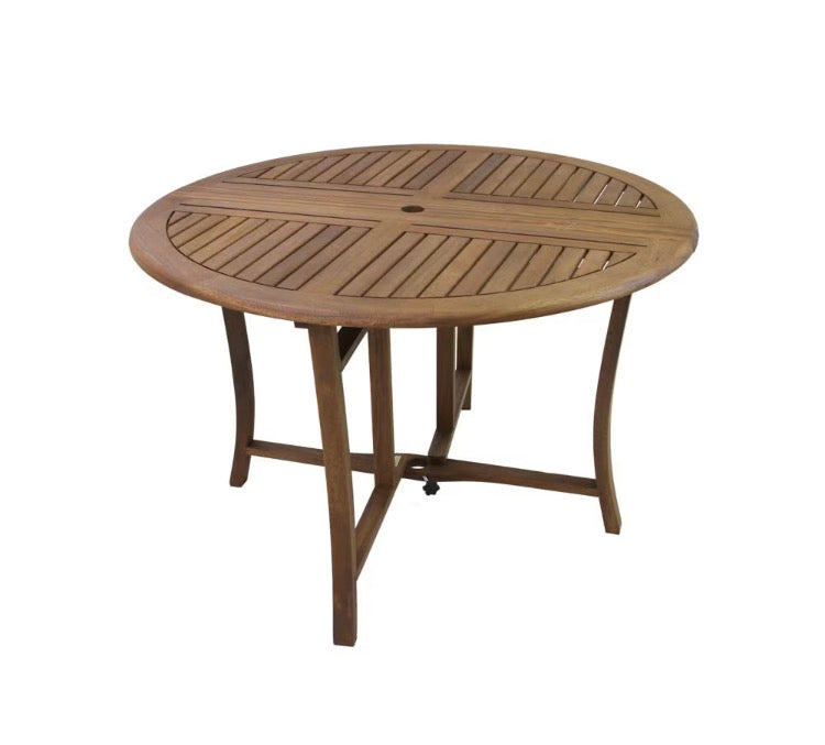 Outdoor Interiors 43 inch Round Folding Eucalyptus Dining Table