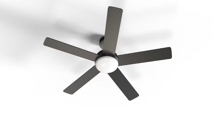 Carley 52-inch Indoor Matt Black Smart Ceiling Fan With Selectable White Integrated LED Light Kit and Remote Control, Powered by Hubspace (new )
