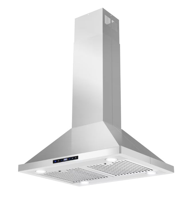 Cosmo 30 in. Lumin Collection Ductless Island Range Hood, Soft Touch Controls, Stainless Steel