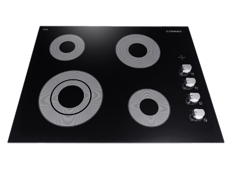 Cosmo 24 in. Electric Ceramic Glass Cooktop with 4 Elements and Control Knobs (New)