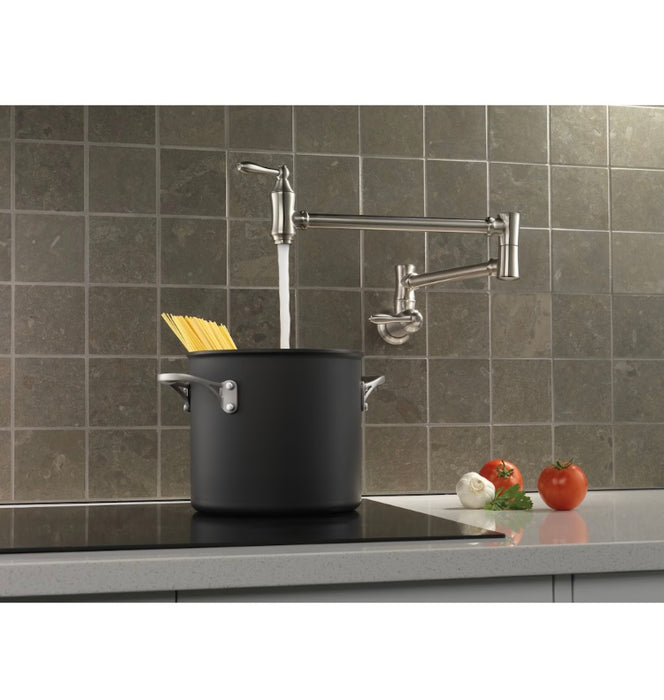 Delta Traditional Wall Mount Pot Filler Kitchen Faucet in Stainless Steel (new)
