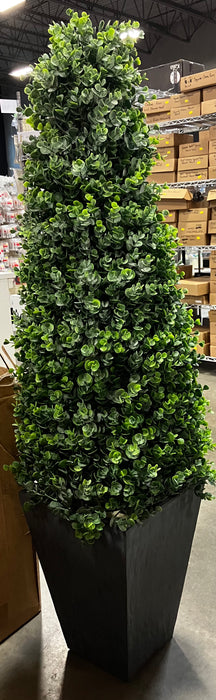 Nearly Natural 57in. Eucalyptus Topiary Artificial Tree in Slate Planter (Indoor/Outdoor)(New)