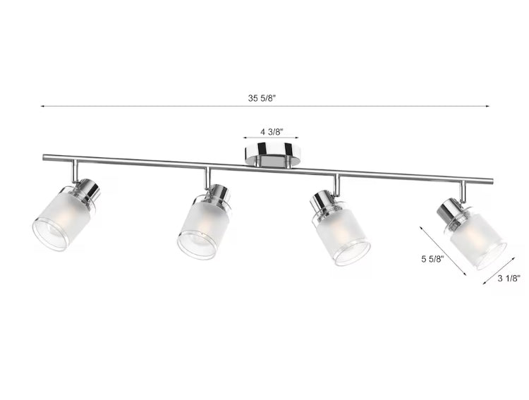 Hampton Bay Hardingbrook 36-inch 4-Light Chrome Fixed Linear Track Lighting Kit with Adjustable Frosted Glass Track Heads(new)