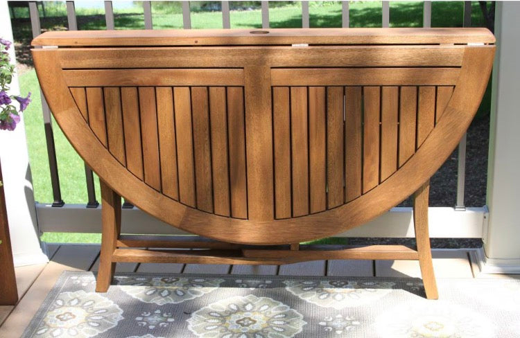 Outdoor Interiors 43 inch Round Folding Eucalyptus Dining Table