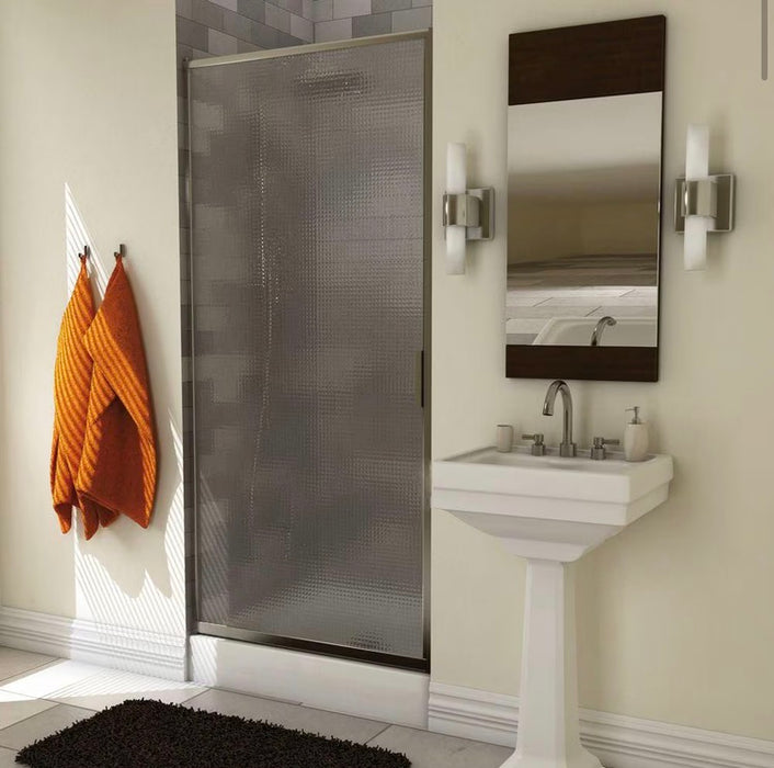 MAAX Progressive 24.5 - 26.5W (Adjustable Width) x 65.75H Framed Pivot Shower Door in Chrome with Mistelite Glass