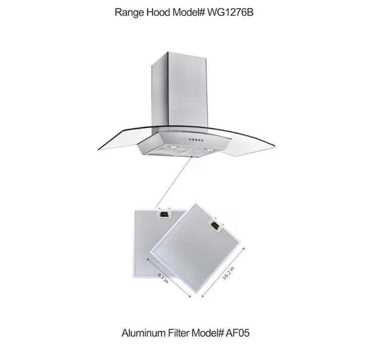 Vissani Aluminum Replacement Filter for Range Hood Model WG1276B (NEW)