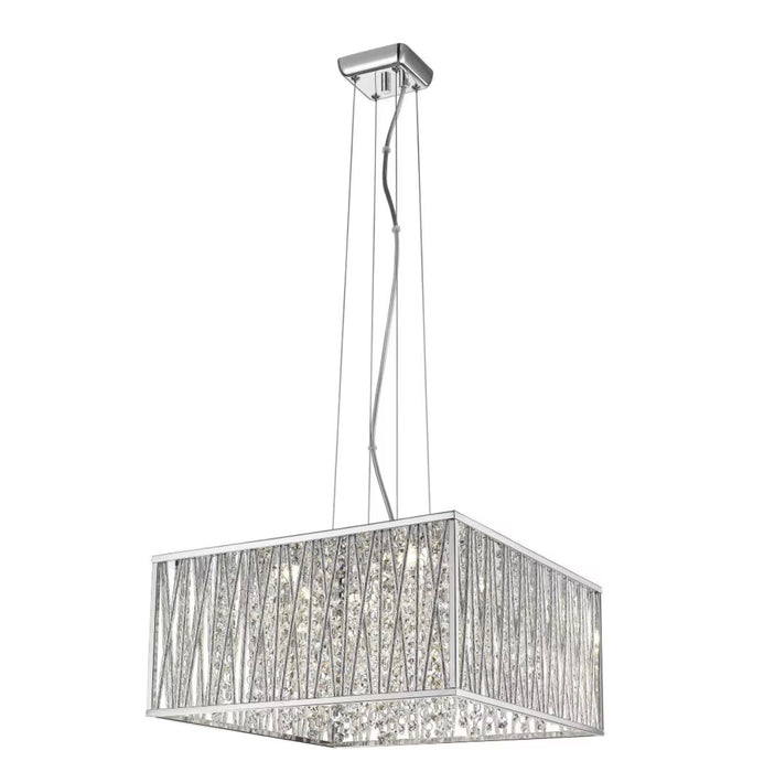 Saynsberry 22-Watt Chrome and Crystal Integrated LED Square Shape Pendant