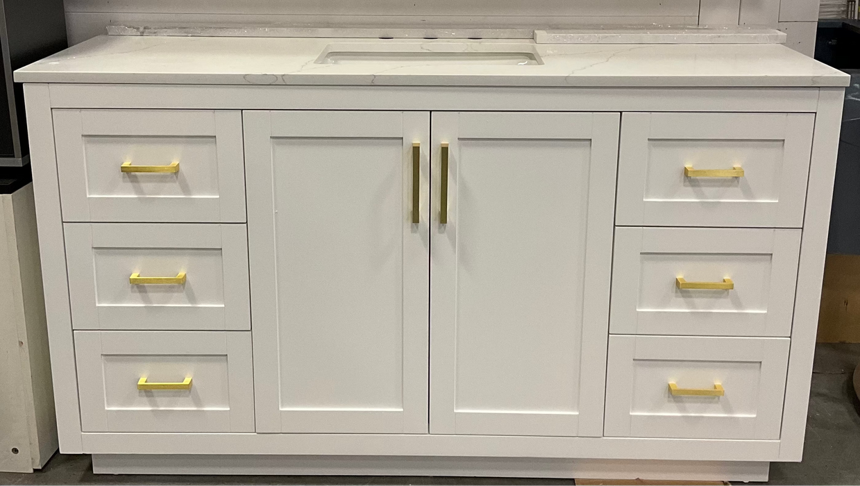 Wyndham Collection 60" White Single Vanity with Carrara Cultured Marble Top (New)
