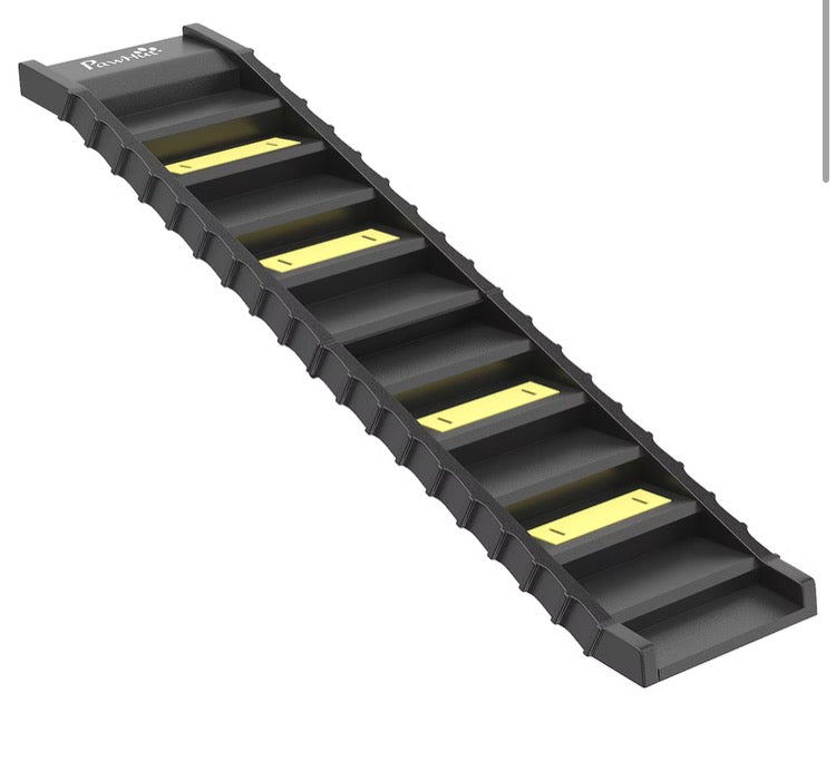PawHut Foldable Dog Car Ramp, Dog Ramp with Anti-Slip 10 Steps, Black