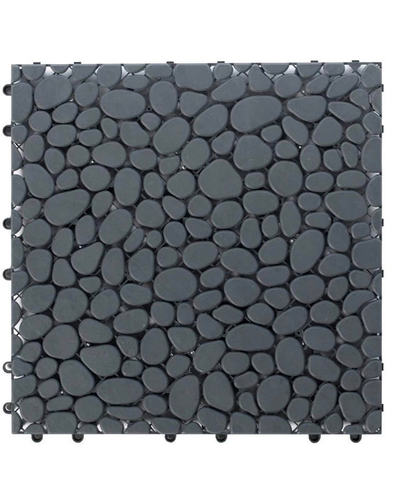 Gardenised Interlocking Cobbled Stone Look Garden Pathway Tiles, Floor Grass Pavers Anti- Slip Mat, 5 pack