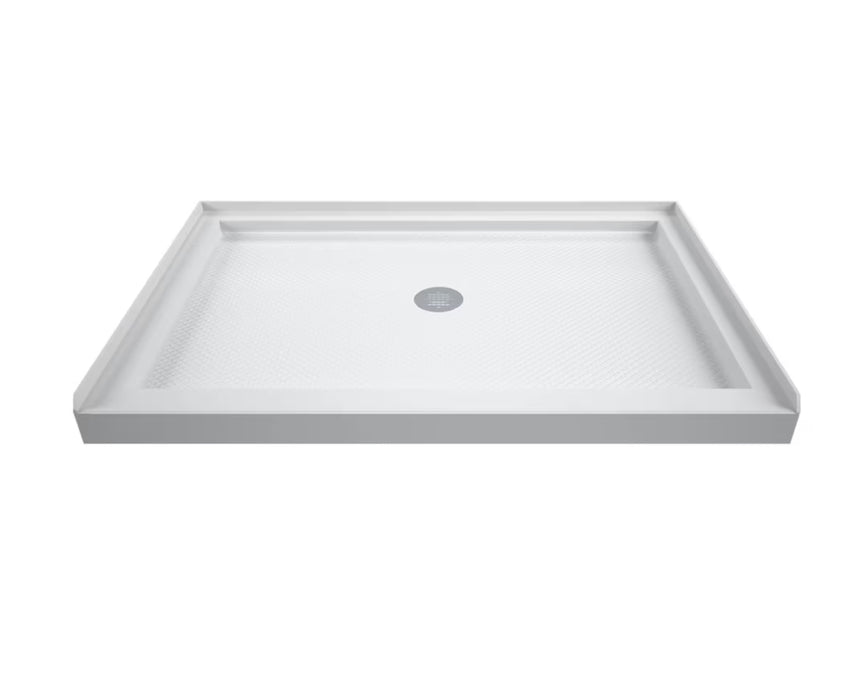 DreamLine SlimLine 32L x 48W x 2.75H in. Acrylic Alcove Shower Base Pan in White, Centre Drain with SlipGrip Slip-Resistant Technology