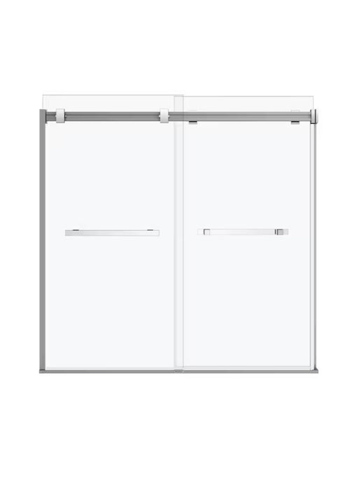 MAAX Duel 56 to 59 in. W x 55.5 to 59 in. H Frameless ByPass Sliding Bathtub Door in Chrome with 8mm Clear Tempered Glass (as is) (New)