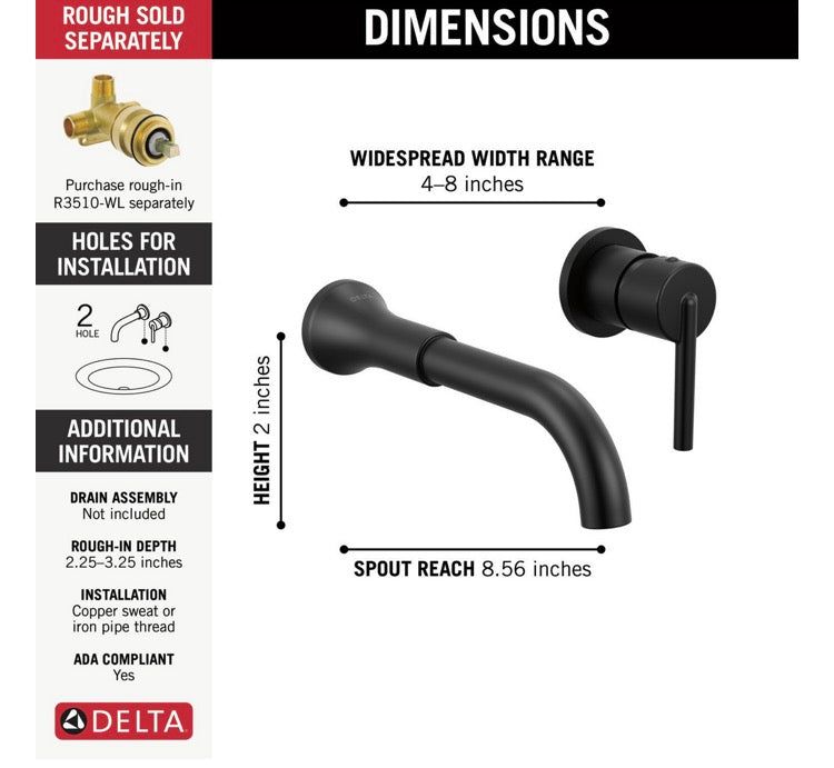 Single Handle Wall Mount Bathroom Faucet Trim (new)