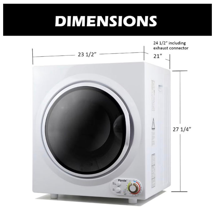 Panda Electric Portable Compact Laundry Dryer with Stainless Steel Drum, 3.5 cu.ft.13 lbs Capacity, White (new)