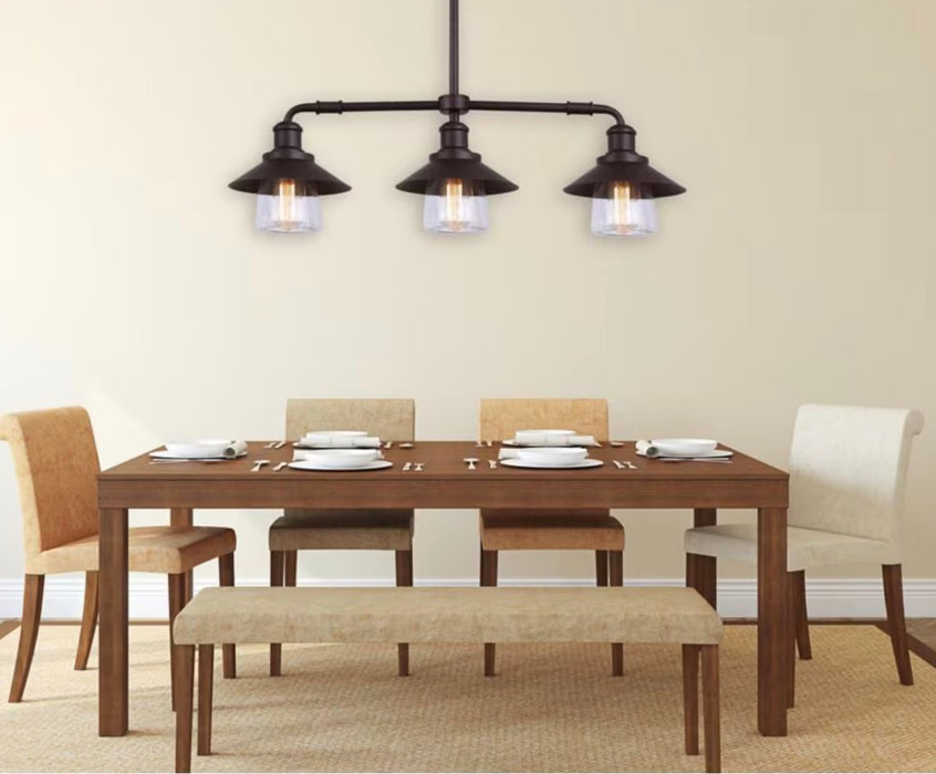 Canarm INDI 3 Light Clear Glass ORB Pendant in Oil-Rubbed Bronze