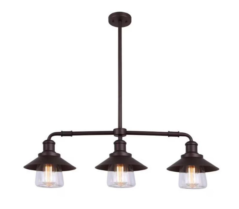Canarm INDI 3 Light Clear Glass ORB Pendant in Oil-Rubbed Bronze