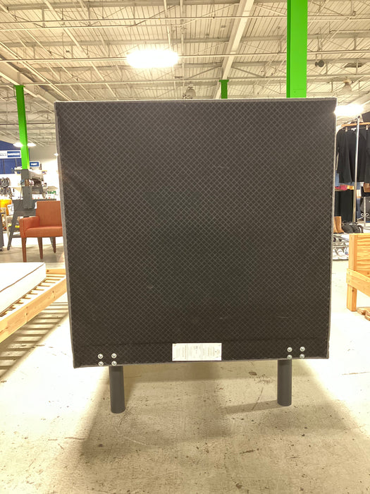 Grey Twin Upholstered Bed Frame with Padded Headboard