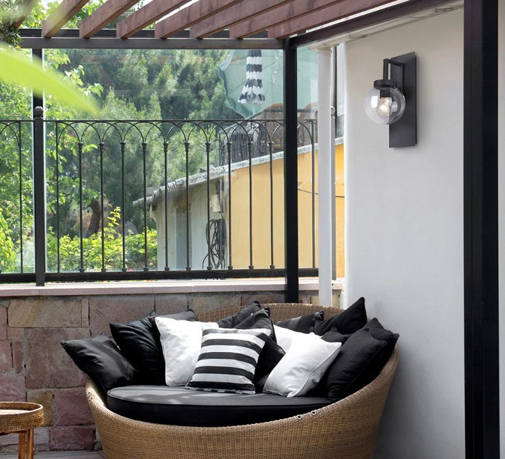 Canarm RYLAN 1-Light Black Outdoor Wall Sconce with Clear Glass Shade (New)