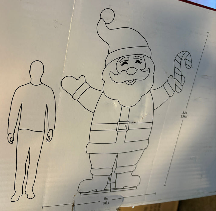 8Ft. Giant-Sized LED Santa with Candy Cane (NEW)