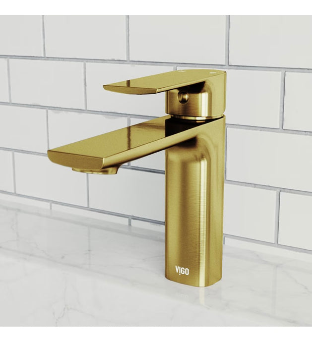 VIGO Davidson Single Hole Single-Handle Bathroom Faucet in Matte Brushed Gold (new)