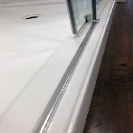 Nordic Canada Ali 60 inch W x 75 inch H Frameless Sliding Shower Door, Clear Glass with Square Hardware in Chrome (New)